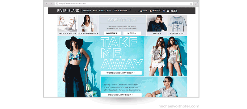 River Island front page experience