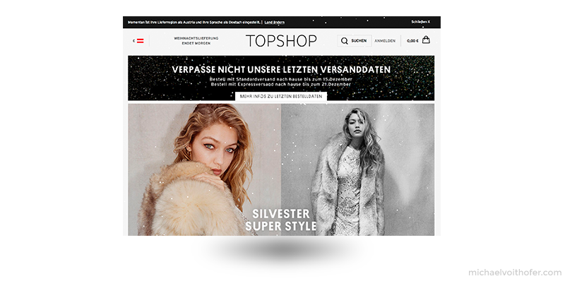 Topshop webpage